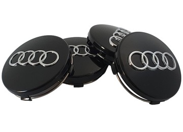 DEKIELKI ZAŚLEPKI KAPSLE ZNACZKI DO FELG AUDI - 60 MM - CZARNE 4 SZT