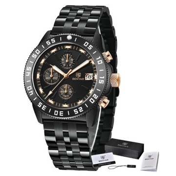ZEGAREK BENYAR MĘSKI ELEGANCKI CHRONOGRAF +PUDEŁKO