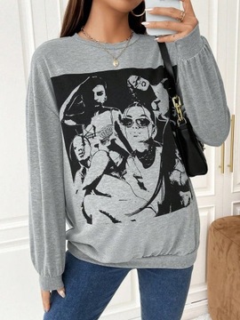 Свитшот для беременных CLASSIC СВОБОДНЫЙ СЕРЫЙ ПРОСТОЙ ГРАФИЧЕСКИЙ ПРИНТ SMOOTH SHEIN L