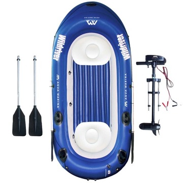 Ponton pompowany z silnikiem Aqua Marina Wildriver niebieski 283x152 cm