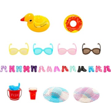 НАБОР ИЗ 31ШТ. АКСЕССУАРЫ КУПАЛЬНИКИ ПЛЯЖНЫЙ БАССЕЙН ДЛЯ КУКОЛ ШАПКА