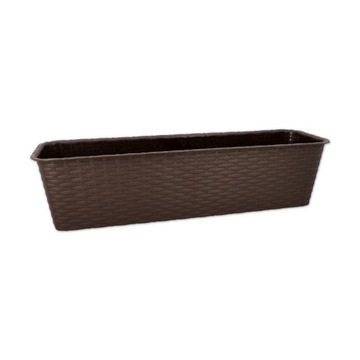 DONICZKA BALKONOWA RATTANOWA DONICA NA BALKON KWIATY ROŚLINY 60cm BRĄZ