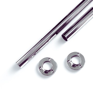 Металлический хромированный мебельный штанга FI25 60 см, комплект шурупов с розетками для гардероба