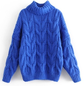 SWETER CIEPŁY MIŁY GRUBY PLECIONY Z GOLF-EM Biały