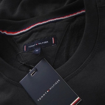 BLUZA MĘSKA TOMMY HILFIGER EST 1985 CZARNA BAWEŁNIANA DUŻE LOGO r.M