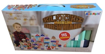 Деревянные городские кубики с транспортом 115 шт.