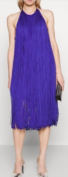 Hervé Léger Fringed Halter Midi Dress r.XS