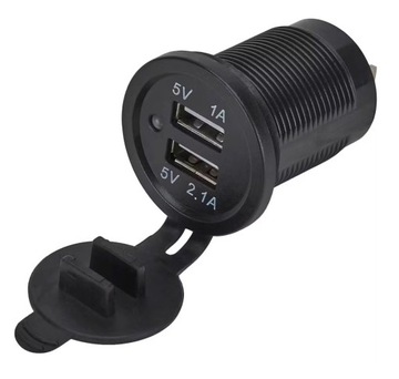 ŁADOWARKA SAMOCHODOWA 2x USB 1A + 2,1A PANEL GNIAZDO ZAPALNICZKI 3,1A