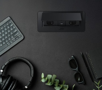Gniazdo wpuszczane chowane w blat nablatowe USB USB-C STALOWE