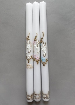 раскрашенная вручную свеча для крещения, имя и дата