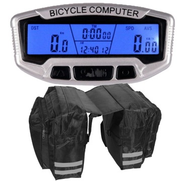 Wodoodporny Licznik Komputer Na Rower + Torba Sakwa Rowerowa Na Bagażnik