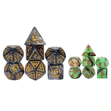 WOJOWNIK ZIEMI ZESTAW 7 EPOKSYDOWYCH KOSTEK RPG + METALOWE ETUI