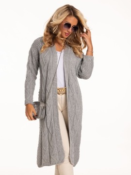 IDEALNY KOBIECY DŁUGI SWETER KARDIGAN NARZUTKA