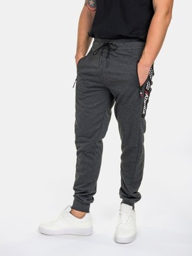 Spodnie męskie dresowe modne joggery sportowe bawełniane grafitowe 2XL/3XL