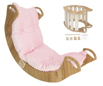 Houpačka s polštářkem Růžová Mdf Montessori pro dítě 98 cm/L