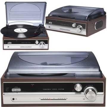 DENVER GRAMOFON Z GŁOŚNIKAMI RETRO Bluetooth wyjście na słuchawki radio FM