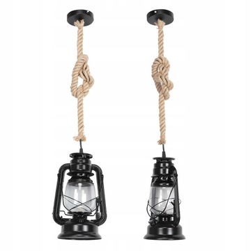 Retro Lampa E27 naftowa z liny konopnej