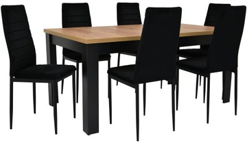 Zestaw STÓŁ ROZKŁADANY 90x160/200 i 6 krzeseł LOFT
