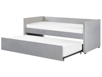 Łóżko wysuwane welurowe 90x200 jasnoszare