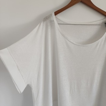 52/54 MOVITEX bluzka len lniana biała oversize boho swobodna minimalizm