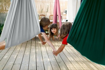 ДЕТСКИЕ КАЧЕЛИ-ГАМАКИ СЕНСОРНЫЕ АКРОБАТИЧЕСКИЕ ЙОГА-ОБЕРТЫВАНИЯ + КРЕПЛЕНИЕ