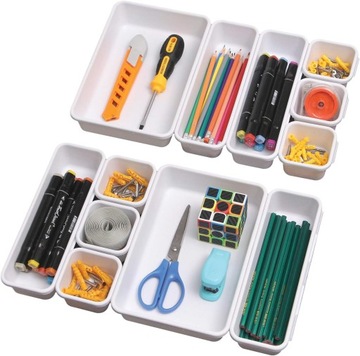 ORGANIZER DO SZUFLADY MODUŁOWY PLASTIKOWY BIAŁY WKŁAD DO PRZECHOWYWANIA