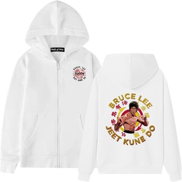 Męska bluza z kapturem Bruce Lee z nadrukiem 3D, zamek błyskawiczny Kung