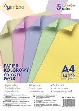 PAPIER KOLOROWY GIMBOO 5K PASTELOWYCH A4 100ARK 80G