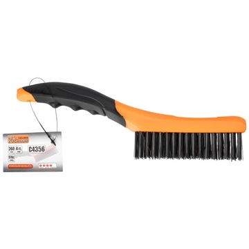 ЩЕТКА ИЗ СТАЛЬНОЙ ПРОВОЛОКИ, 4 РЯДА, 260 мм, РУЧКА С РЕЗИНОВЫМ ПОКРЫТИЕМ RICHMANN C4356