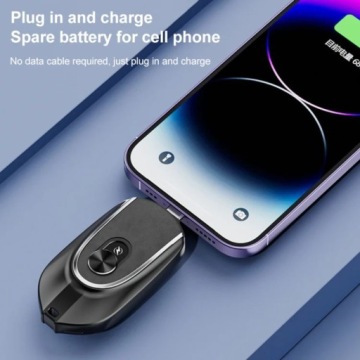 ЧЕРНОЕ Зарядное устройство POWERBANK 1200 мАч БРЕЛОК с двумя разъемами Type-C + Lightning