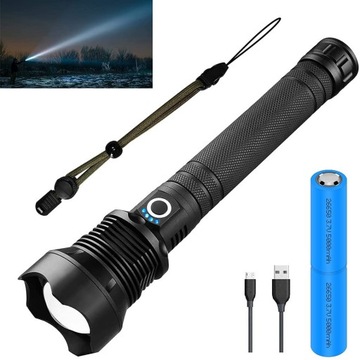 LATARKA TAKTYCZNA MOCNA LED XHP70 ZOOM USB