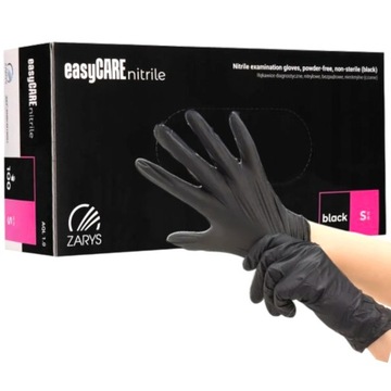 Rękawiczki Rękawice CZARNE Nitrylowe ZARYS easyCARE nitrile MOCNE r. S