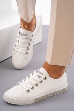 Бело-серые женские кожаные кроссовки Queen 39