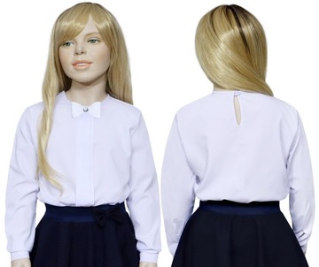 3967 BIAŁA WIZYTOWA BLUZKA DZIEWCZĘCA SZKOŁA r 152