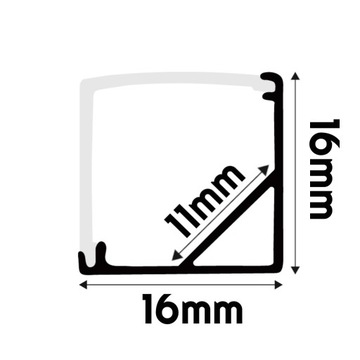 Profil LED Narożny Kątowy Do Taśmy LED CZARNY Z Kloszem i Zaślepkami 2m