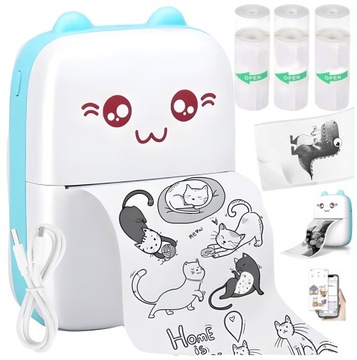 Mini Drukarka Termiczna DRUKUŚ do zdjęć dla Dzieci Natychmiastowa + Rolki