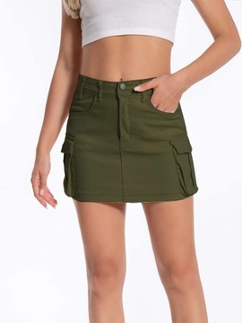 Women s Mini Cargo Denim Skirt Low Rise Cargo Skir