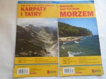 MAPA TURYSTYCZNA SUDETY + BESKIDY TATRY BIESZCZADY + WYBRZEŻE MORZA BAŁTYK