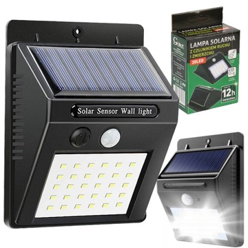 LAMPA SOLARNA 20LED Z CZUJNIKIEM RUCHU I ZMIERZCHU ZASILANIE SOLARNE
