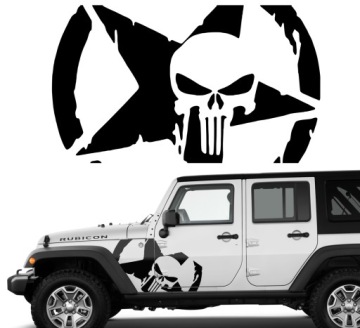 Samolepka Grafika na auto Jeep Hvězda Lebka Hvězda Offroad 100x60