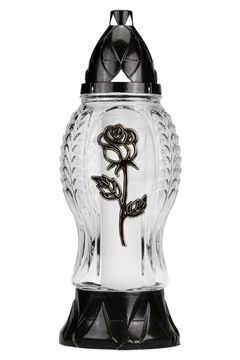 Znicz szklany z aplikacją RÓŻA 35h