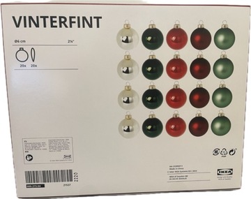 Zestaw 20 szt. Bombki szklane IKEA Vinterfint śr. 6 cm