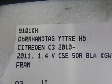 CITROEN C3 10-11 LEVÝ KLIKA DVEŘE PŘEDNÍ