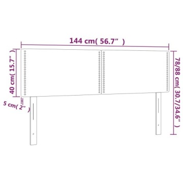 vidaXL Изголовье кровати со светодиодной подсветкой, черное, 144x5x78/88 см, искусственная кожа
