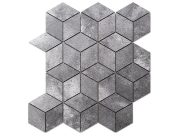 MOZAIKA GRESOWA DIAMOND ROMB CIEMNA SZARA LAPPATO