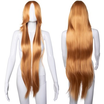PERUKA Włosy BLOND Ciemna Blondynka Cosplay Bardzo Długa 100 cm