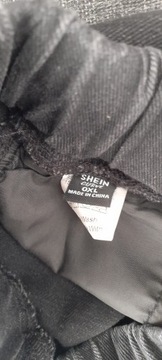 Shein Czarne spodnie z wysokim stanem chinosy z dziurami 42, 44
