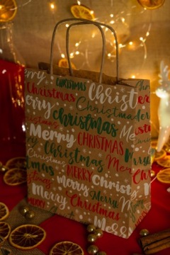 Элегантные бумажные СУМКИ с Рождественским ПРИНТОМ ДЛЯ УПАКОВКИ ПОДАРКОВ