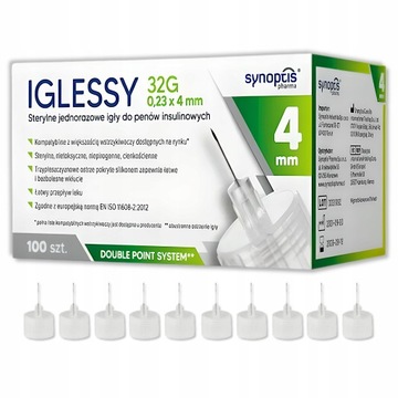 IGLESSY sterylne igły do penów 32G 0,23 x 4 mm 100 sztuk
