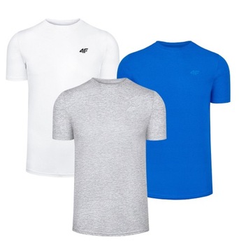 4F ZESTAW 3 sztuki KOSZULKA MĘSKA T-SHIRT BAWEŁNA